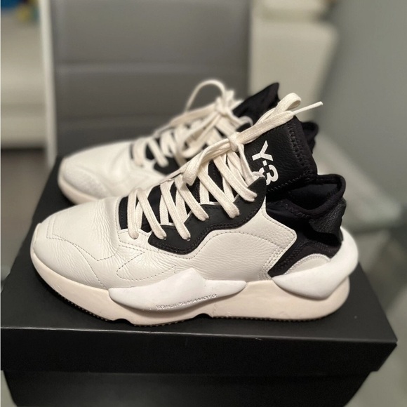 Y-3 Kaiwa Sneakers in White and Black - Picture 1 of 6